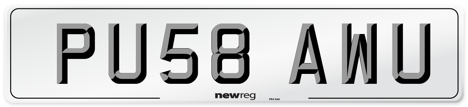 PU58 AWU Number Plate from New Reg